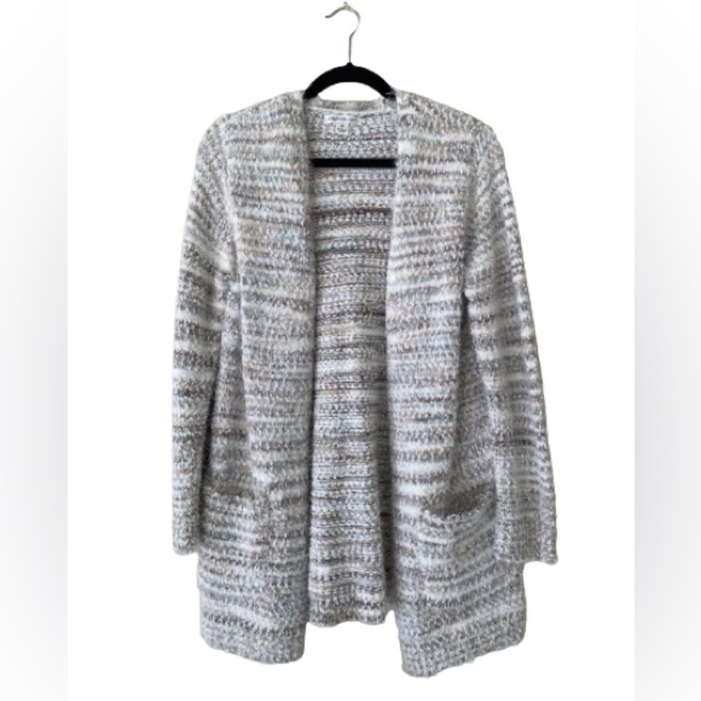 JohnPaulRichard Cream and Brown/Grey Cardigan, Size Medium